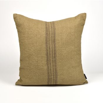 Linen cushion cover in brown, 44x44 cm. 