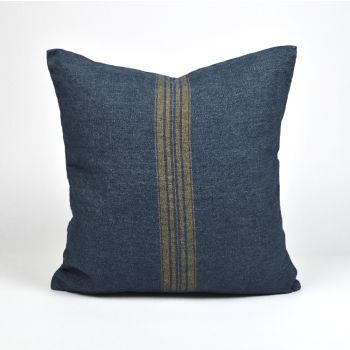 Linen cushion cover in dark blue, 44x44 cm.