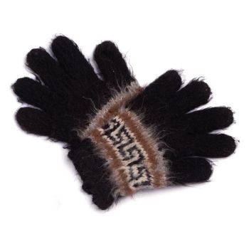 Alpaca Black Knitted Gloves