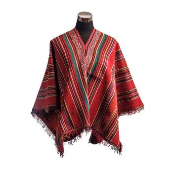 Alpaca Woven Poncho with Four Stakes 