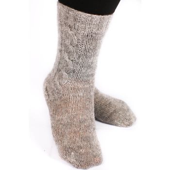 Alpaca White Socks with Braided Design