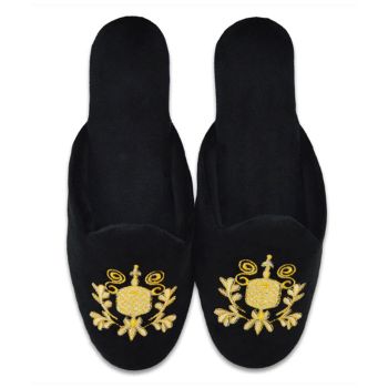 Elegance Black and Golden Slippers