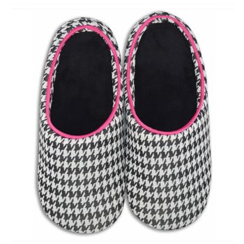 Houndstooth Black and Pink Slippers