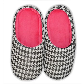 Houndstooth Pink Slippers