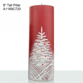 Handmade Christmas Candle 8 (Pillar) w/ 4 Designs 