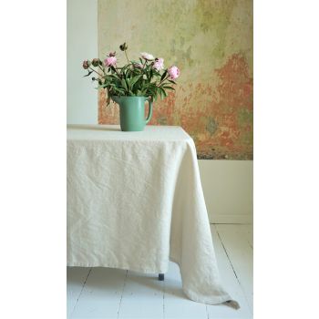 Ivory linen tablecloth, 140x180 cm. 