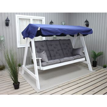 VENTA garden swing 165 cm, white w. blue roof incl. cushions grey (2003)