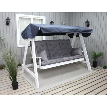 VENTA garden swing 165 cm, white w. grey roof incl. cushions grey (2003)