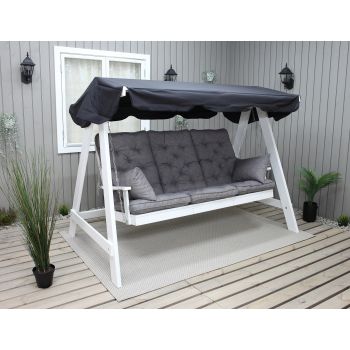 VENTA garden swing 165 cm, white w. black roof incl. cushions grey (2003)