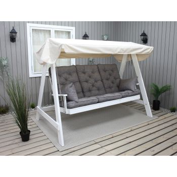 VENTA garden swing 165 cm, white w. beige roof incl. cushions grey (2003)