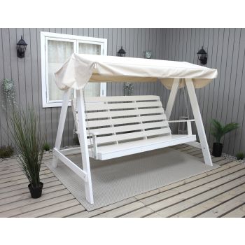 VENTA garden swing 165 cm, white w. beige roof