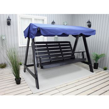VENTA garden swing 165 cm, dark coffee w. blue roof