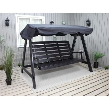 VENTA garden swing 165 cm, dark coffee w. black roof