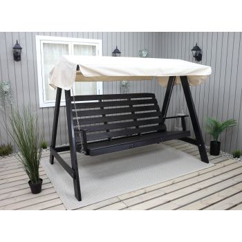 VENTA garden swing 165 cm, dark coffee w. beige roof