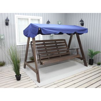 VENTA garden swing 165 cm, brown w. blue roof