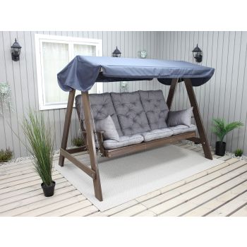 VENTA garden swing 165 cm, brown w. grey roof incl. cushions grey (2003)