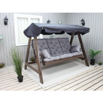 VENTA garden swing 165 cm, brown w. black roof incl. cushions grey (2003)