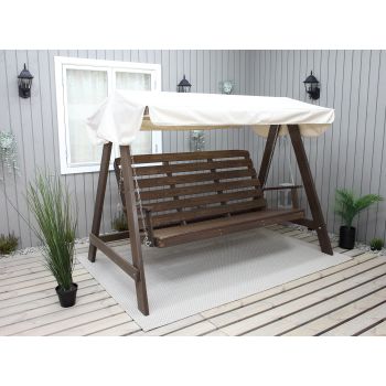 VENTA garden swing 165 cm, brown w. beige roof