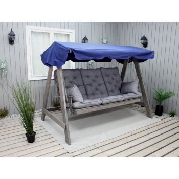 VENTA garden swing 165 cm, ashgrey w. blue roof incl. cushions grey (2003)