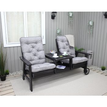 VENTA duo seat w. wheels, dark coffee incl. cushions grey (2003)