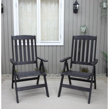 OSCAR 7-pos. folding armchair (2 pcs/set), dark coffee