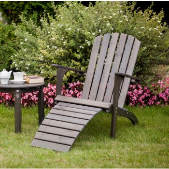 MADISON deck chair w. foot stool, taupegrey