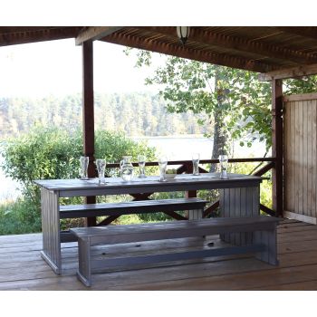 CALIFORNIA bench set w. table 220 cm, ashgrey