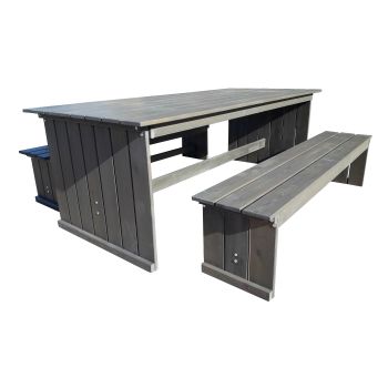 CALIFORNIA bench set w. table 220 cm, taupegrey