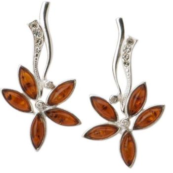 Amber Petal Earrings with Cubic Zirconia 