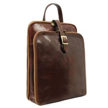 Womens Leather Backpack (Brown)- Clarissa