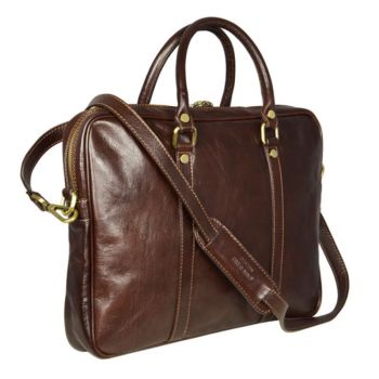 Dark Brown Leather Laptop Bag - The Hobbit 