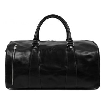 Black Leather Duffel Bag - Wise Children 