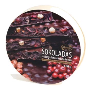 Chocolate with cranberries and hazelnuts