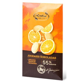 Dark chocolate 55 % with orange peel and biscuits 