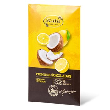 Milk chocolate 32 % with coconut and lemon