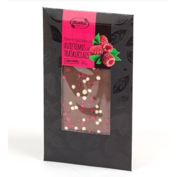 Milk chocolate with raspberries and crisps 