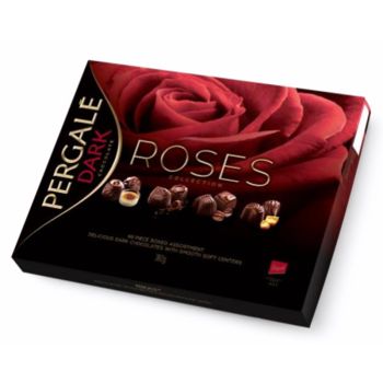 ASSORTED CHOCOLATES “PERGALĖ ROSES” WITH DARK CHOCOLATE 382g / 13.4oz
