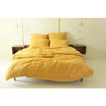 Yellow linen duvet cover, 200x200 cm. 