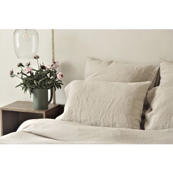 Ivory linen pillow case, 50x70 cm. 