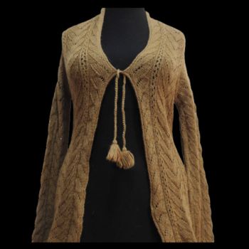 Alpaca Wool, Brown Sweater with 2 strips