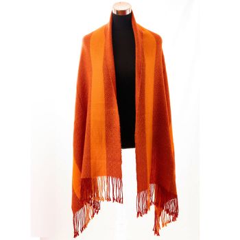 Alpaca Woven Shawl by Loom of 4 Pedals Dyed, Orange