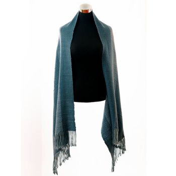 Alpaca Woven Shawl by Loom of 4 Pedals Dyed, Blue