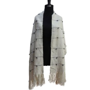 Alpaca Shawl Color White and Gray