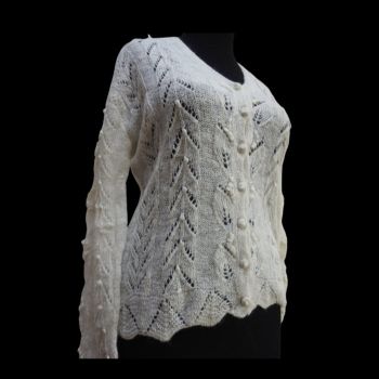 Alpaca Wite Vest with Tree Design