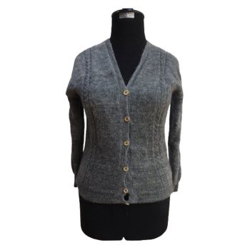 Alpaca Gray Color Open Sweater