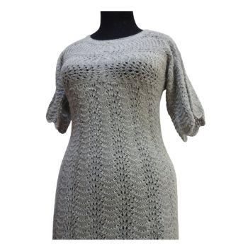 Alpaca Gray Dress with Peacock Design