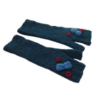 Alpaca Wrist Gloves Petroleum Blue