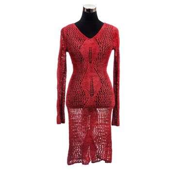 Alpaca Dress with Leafs Design