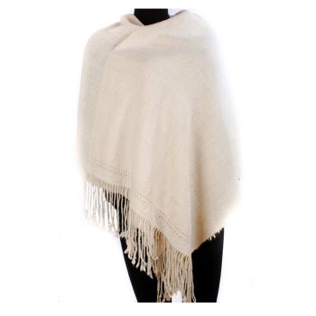 Alpaca Shawl Woven On Two-Treadle Loom, White