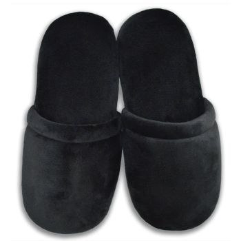 Super Bouncy Velvet Black Slippers